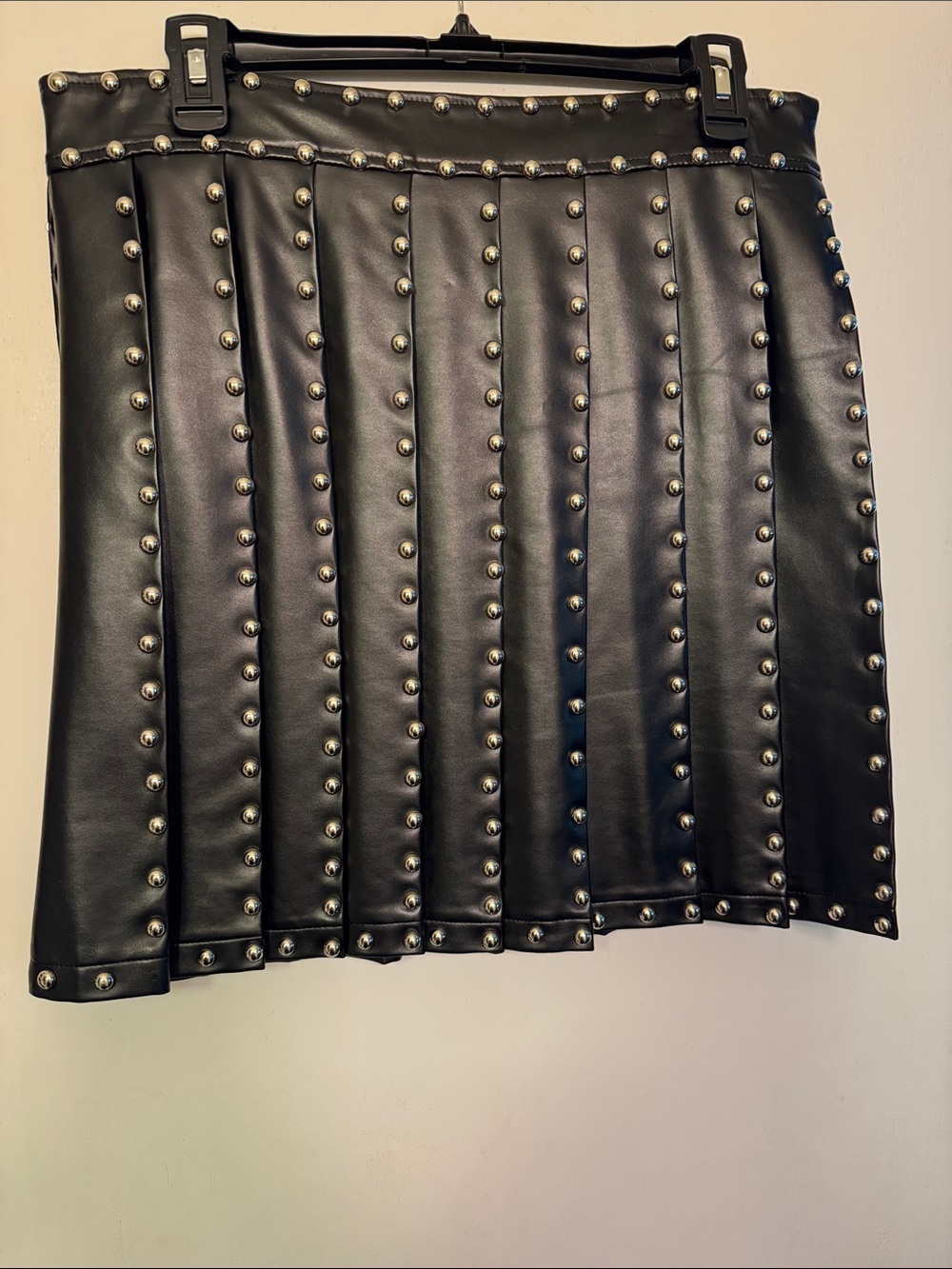 AKIRA Black Faux Leather Mini Skirt with Silver Studs